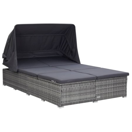 Liege für 2 Personen mit grauem synthetischem Rattankissen von vidaXL, Betten im Freien - Ref: Foro24-310236, Preis: 580,56 €...