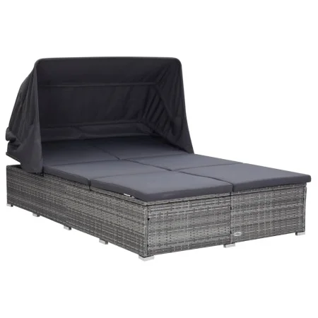 Lounger for 2 people with gray synthetic rattan cushion by vidaXL, Outdoor beds - Ref: Foro24-310236, Price: 545,73 €, Discou...
