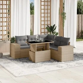 Garden sofa set with 6-piece synthetic rattan beige cushions by , Garden sets - Ref: Foro24-3269159, Price: 444,98 €, Discoun...