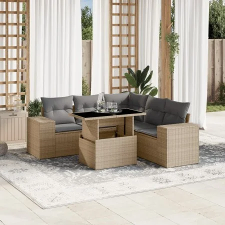 Gartensofa-Set mit 6-teiligen Kissen aus synthetischem Rattan in Beige. von , Gartensets - Ref: Foro24-3269159, Preis: 444,98...