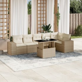 Set of 7-piece garden sofas and beige synthetic rattan cushions by , Garden sets - Ref: Foro24-3269178, Price: 515,28 €, Disc...