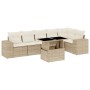 Set sofás de jardín 7 piezas y cojines ratán sintético beige