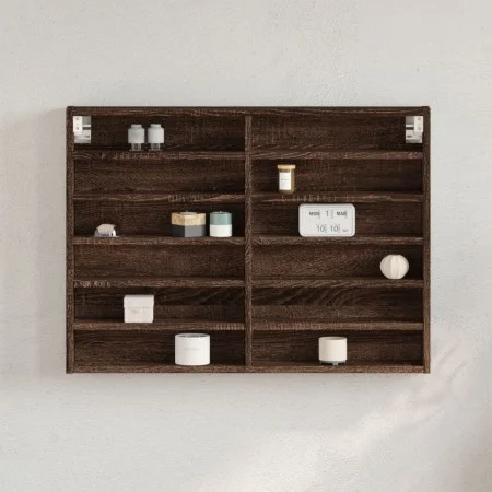 Engineered wood display case in brown oak, 80x8.5x58 cm by , Shelves and shelves - Ref: Foro24-847960, Price: 42,30 €, Discou...