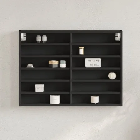 Vitrina de madera de ingeniería negra 80x8,5x58 cm de , Estantes y estanterías - Ref: Foro24-847955, Precio: 45,36 €, Descuen...
