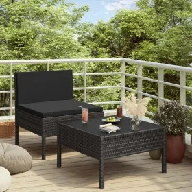 2-piece garden furniture set and black synthetic rattan cushions by vidaXL, Garden sets - Ref: Foro24-310199, Price: 133,44 €...