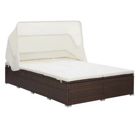 Lounger for 2 people with brown synthetic rattan cushion by vidaXL, Outdoor beds - Ref: Foro24-310234, Price: 446,72 €, Disco...