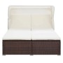 Tumbona para 2 personas con cojín ratán sintético marrón de vidaXL, Camas para exteriores - Ref: Foro24-310234, Precio: 454,4...