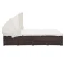 Tumbona para 2 personas con cojín ratán sintético marrón de vidaXL, Camas para exteriores - Ref: Foro24-310234, Precio: 446,7...