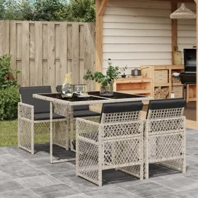 Set comedor de jardín 5 pzas cojines ratán sintético gris claro de , Conjuntos de jardín - Ref: Foro24-3210719, Precio: 332,8...