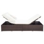 Tumbona para 2 personas con cojín ratán sintético marrón de vidaXL, Camas para exteriores - Ref: Foro24-310234, Precio: 454,4...