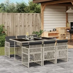 Garden dining set 7 pieces and light gray synthetic rattan cushions by , Garden sets - Ref: Foro24-3210731, Price: 497,48 €, ...