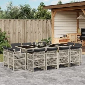 Garden dining set with 13 pieces, light gray synthetic rattan and cushions. by , Garden sets - Ref: Foro24-3210863, Price: 91...