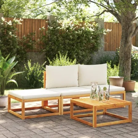 Solid acacia wood garden sofa set with 4 cushions. by , Garden sets - Ref: Foro24-3278935, Price: 336,67 €, Discount: %