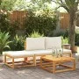 Solid acacia wood garden sofa set with 4 cushions. by , Garden sets - Ref: Foro24-3278935, Price: 336,67 €, Discount: %