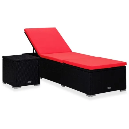 Liegestuhl mit Kissen und Beistelltisch aus synthetischem rotem Rattan von vidaXL, Liegen - Ref: Foro24-310226, Preis: 230,63...
