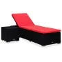 Tumbona con cojín y mesita de ratán sintético rojo de vidaXL, Tumbonas - Ref: Foro24-310226, Precio: 230,61 €, Descuento: %