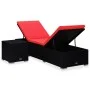 Tumbona con cojín y mesita de ratán sintético rojo de vidaXL, Tumbonas - Ref: Foro24-310226, Precio: 230,61 €, Descuento: %