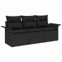 Conjunto de sofá de jardín 3 pcs Negro 196 x 62 x 85cm