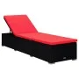 Tumbona con cojín y mesita de ratán sintético rojo de vidaXL, Tumbonas - Ref: Foro24-310226, Precio: 230,61 €, Descuento: %