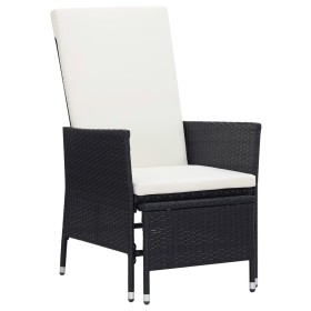 Sillón reclinable de jardín con cojines ratán sintético negro de vidaXL, Sillas de jardín - Ref: Foro24-310228, Precio: 131,7...