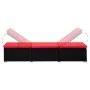 Tumbona con cojín y mesita de ratán sintético rojo de vidaXL, Tumbonas - Ref: Foro24-310226, Precio: 230,61 €, Descuento: %