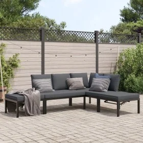 Garden sofa set with cushions, 4 pieces, black aluminum by , Garden sets - Ref: Foro24-3283692, Price: 538,21 €, Discount: %