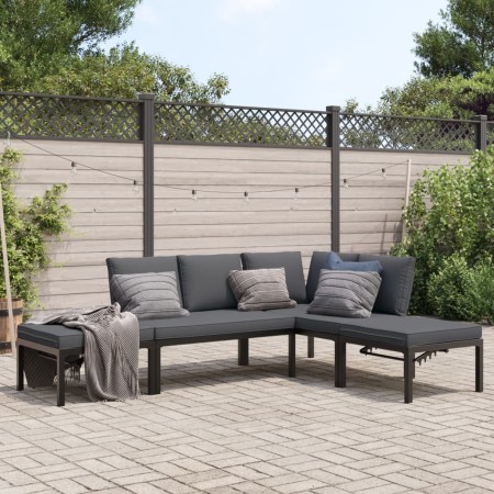 Gartensofagarnitur mit Kissen, 4-teilig, Schwarz, aus Aluminium von , Gartensets - Ref: Foro24-3283692, Preis: 557,89 €, Raba...