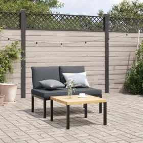 Garden sofa set with cushions, 2 pieces, black aluminum by , Garden sets - Ref: Foro24-3283703, Price: 240,26 €, Discount: %