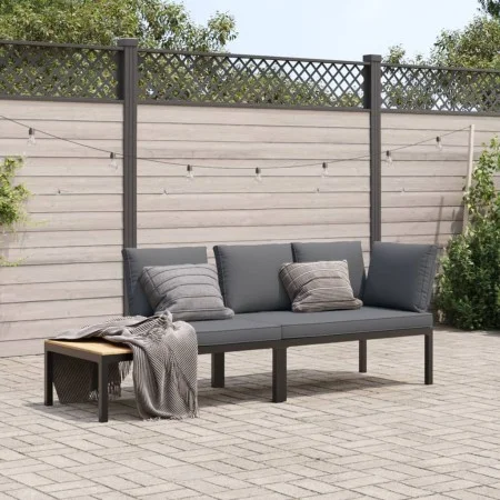 Garden sofa set with cushions 2 pieces black aluminum by , Garden sets - Ref: Foro24-3283684, Price: 330,49 €, Discount: %