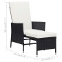 Sillón reclinable de jardín con cojines ratán sintético negro de vidaXL, Sillas de jardín - Ref: Foro24-310228, Precio: 131,7...