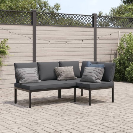 Garden sofa set with cushions 2 pieces black aluminum by , Garden sets - Ref: Foro24-3283686, Price: 366,03 €, Discount: %