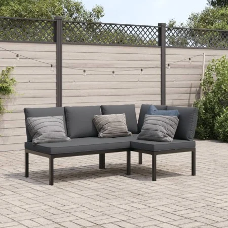 Gartensofagarnitur mit Kissen, 2-teilig, Schwarz, Aluminium von , Gartensets - Ref: Foro24-3283686, Preis: 369,07 €, Rabatt: %