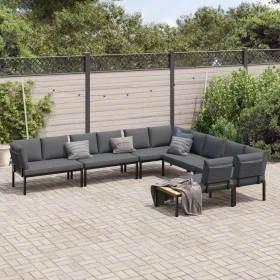 Garden sofa set with cushions, 6 pieces, black aluminum by , Garden sets - Ref: Foro24-3283690, Price: 1,00 €, Discount: %