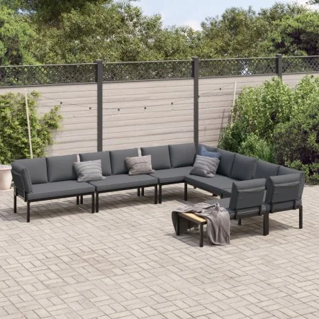 Garden sofa set with cushions, 6 pieces, black aluminum by , Garden sets - Ref: Foro24-3283690, Price: 1,00 €, Discount: %