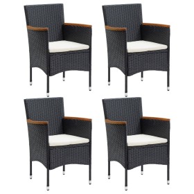Sillas de comedor para jardín 4 unidades ratán sintético negro de vidaXL, Sillas de jardín - Ref: Foro24-310566, Precio: 193,...