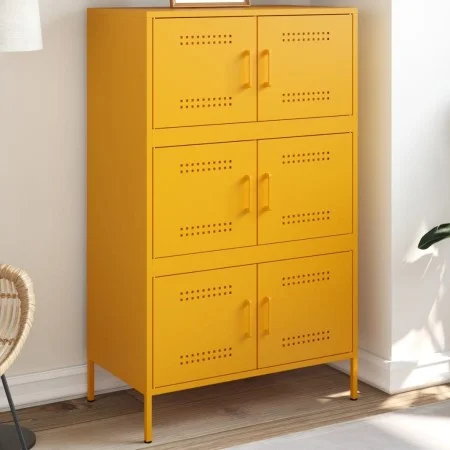 Mustard yellow steel sideboard 68x39x113 cm by , Sideboards - Ref: Foro24-842961, Price: 150,60 €, Discount: %