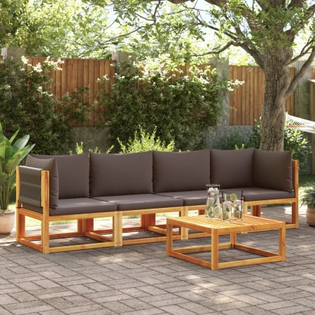 Solid acacia wood garden sofa set with 4 cushions. by , Outdoor sofas - Ref: Foro24-3278832, Price: 483,84 €, Discount: %