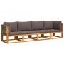 Solid acacia wood garden sofa set with 4 cushions. by , Outdoor sofas - Ref: Foro24-3278832, Price: 483,84 €, Discount: %