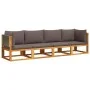 Solid acacia wood garden sofa set with 4 cushions. by , Outdoor sofas - Ref: Foro24-3278832, Price: 475,14 €, Discount: %
