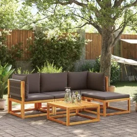 Garden sofa set with 5 pieces, solid acacia wood, and cushions. by , Outdoor sofas - Ref: Foro24-3278826, Price: 485,60 €, Di...