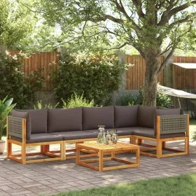 Garden sofa set with 6 pieces, solid acacia wood, and cushions. by , Garden sets - Ref: Foro24-3278898, Price: 610,65 €, Disc...
