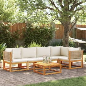 Gartensofagarnitur mit 6-teiligen Kissen aus massivem Akazienholz. von , Gartensets - Ref: Foro24-3278921, Preis: 656,53 €, R...