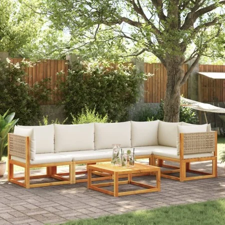 Garden sofa set with 6 pieces, solid acacia wood, and cushions. by , Garden sets - Ref: Foro24-3278921, Price: 647,17 €, Disc...
