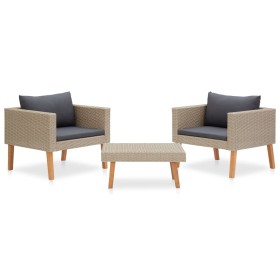 3-teiliges Gartenmöbel-Set und beige synthetische Rattankissen von vidaXL, Gartensets - Ref: Foro24-310217, Preis: 208,33 €, ...