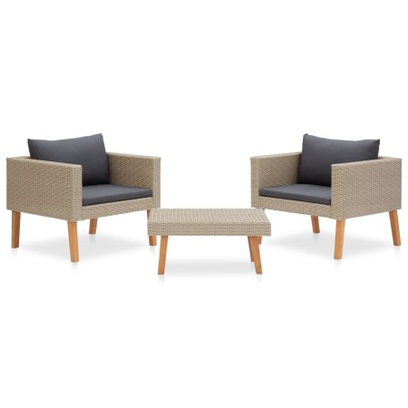 3-teiliges Gartenmöbel-Set und beige synthetische Rattankissen von vidaXL, Gartensets - Ref: Foro24-310217, Preis: 208,33 €, ...