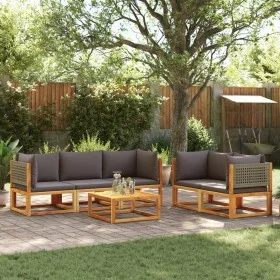 Garden sofa set with 6 pieces, solid acacia wood, and cushions. by , Garden sets - Ref: Foro24-3278902, Price: 625,34 €, Disc...