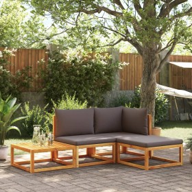 Gartensofagarnitur mit 4-teiligen Kissen aus massivem Akazienholz. von , Outdoor-Sofas - Ref: Foro24-3278824, Preis: 370,03 €...