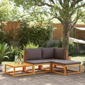 Solid acacia wood garden sofa set with 4 cushions. by , Outdoor sofas - Ref: Foro24-3278824, Price: 363,61 €, Discount: %