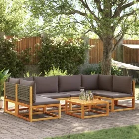 Garden sofa set with 7 pieces, solid acacia wood, and cushions. by , Garden sets - Ref: Foro24-3278909, Price: 681,00 €, Disc...