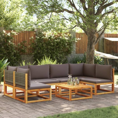 Garden sofa set with 7 pieces, solid acacia wood, and cushions. by , Garden sets - Ref: Foro24-3278909, Price: 680,40 €, Disc...